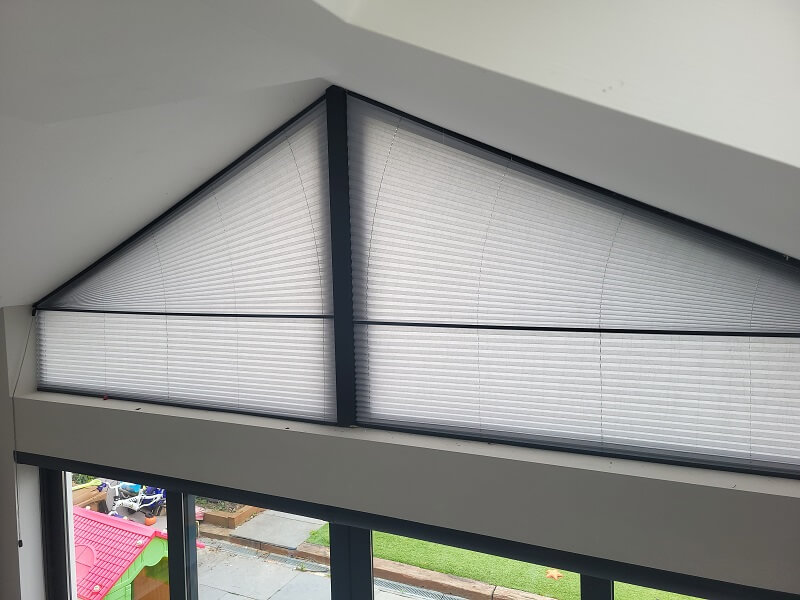 Gable Pleated Blinds installed in Clonee, Dublin