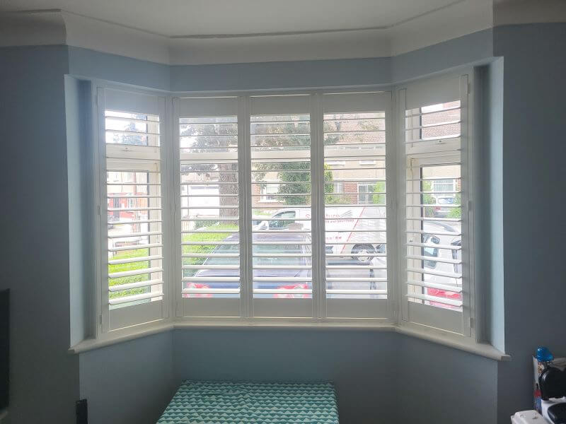 Plantation Shutters on 2 bay windows fitted in Whitehall, Dublin 9.