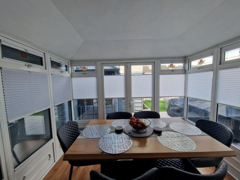 Pleated Blinds fitted in Large Conservatory in Santry, Dublin.