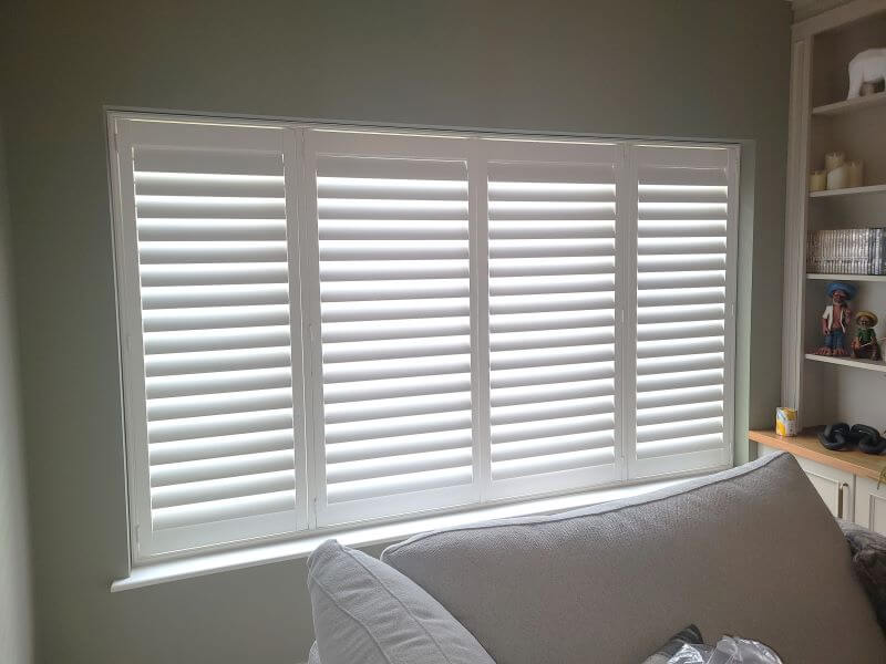 Natural Wood Shutters with 89mm louvers in Knocklyon, Dublin